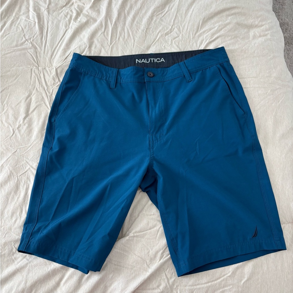 Nautica Men's Teal Flat Front Shorts